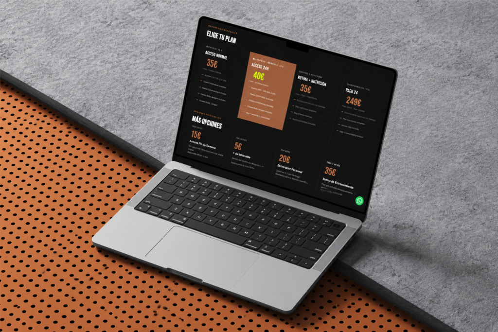 diseño responsive para web de gimanasio en valverde del camino